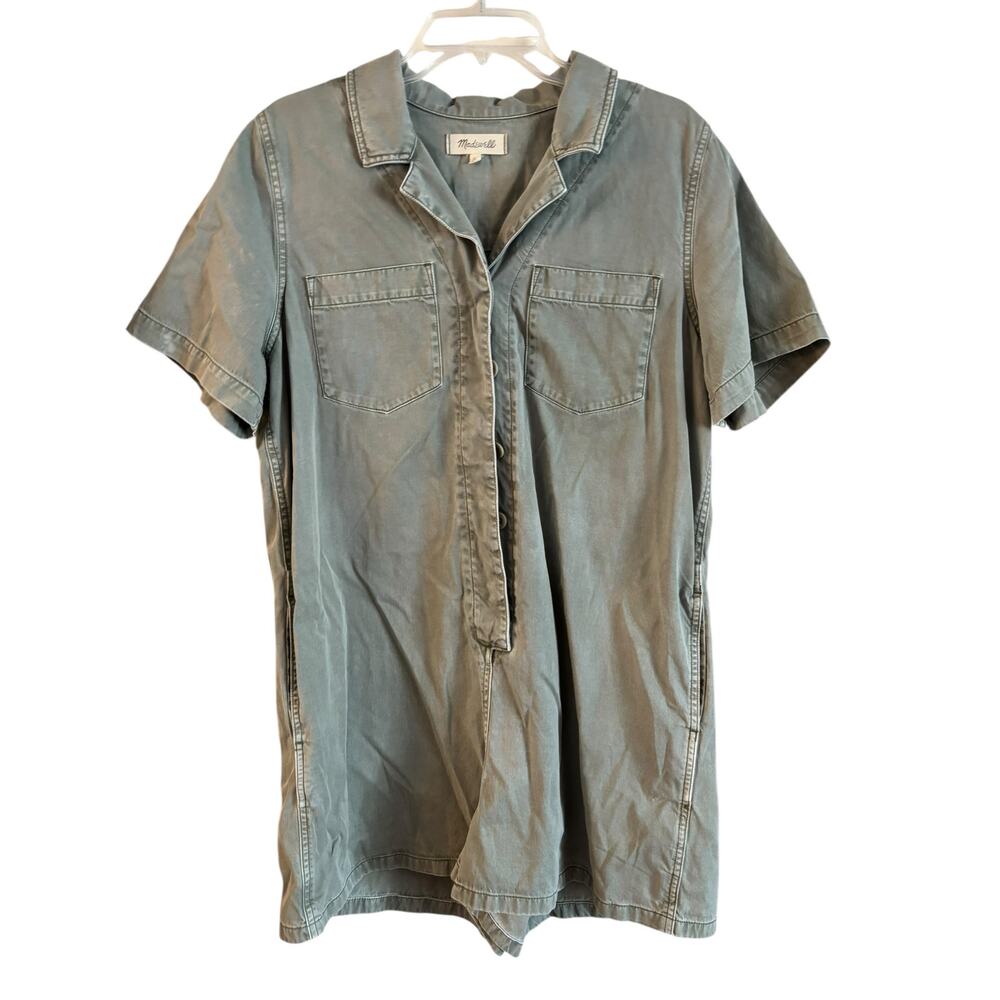 Madewell Garment-Dyed Relaxed Coverall Romper Size XL Distant Grove Flaw